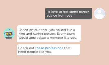 An example on a chatbot giving personalized advice