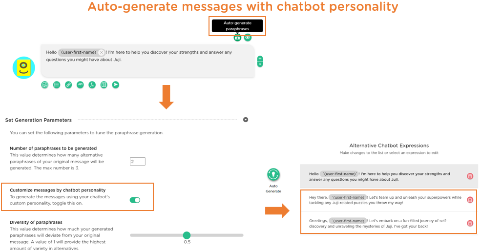 Auto-generate messages with chatbot personality