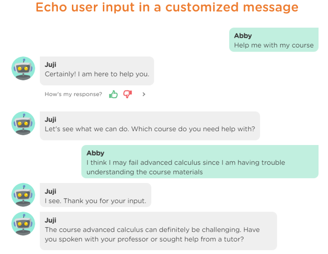 Echo user input in a customized message