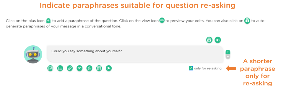 Indicate paraphrases suitable for question re-asking
