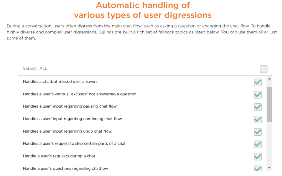 Automatic, configurable digression handling