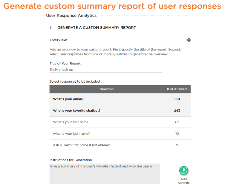 Generate custom summary report of user responses