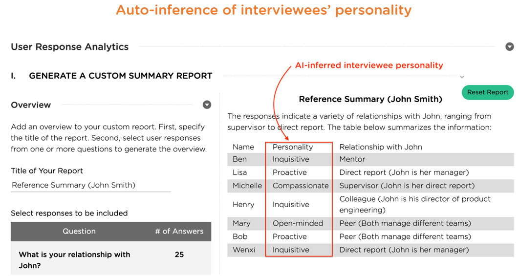 Auto-inference of interviewees' personality