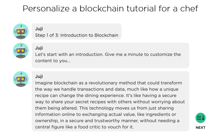 Personalize a blockchain tutorial for a chef
