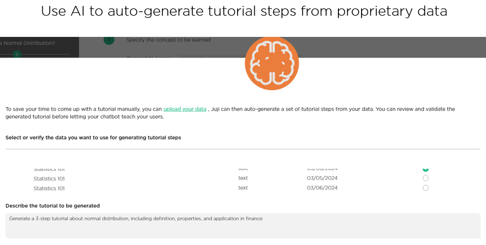 Use AI to auto-generate tutorial steps from proprietary data