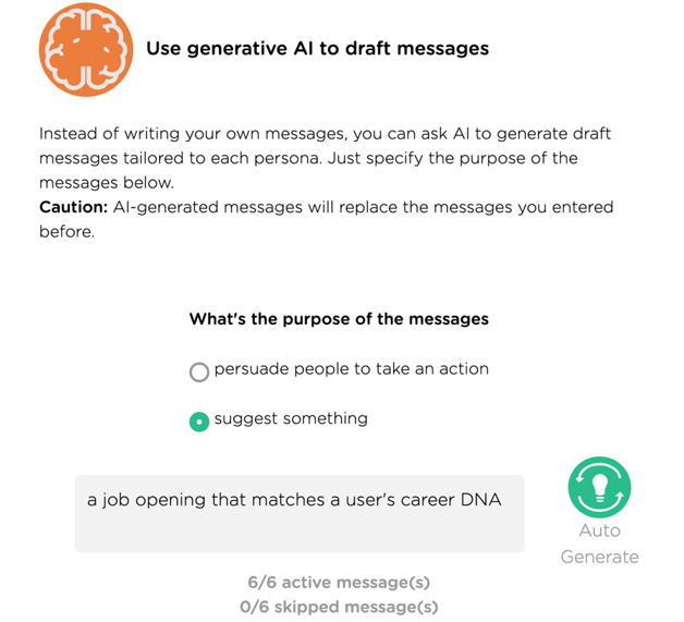 Use AI to generate personalized messages based on inferred user personality insights
