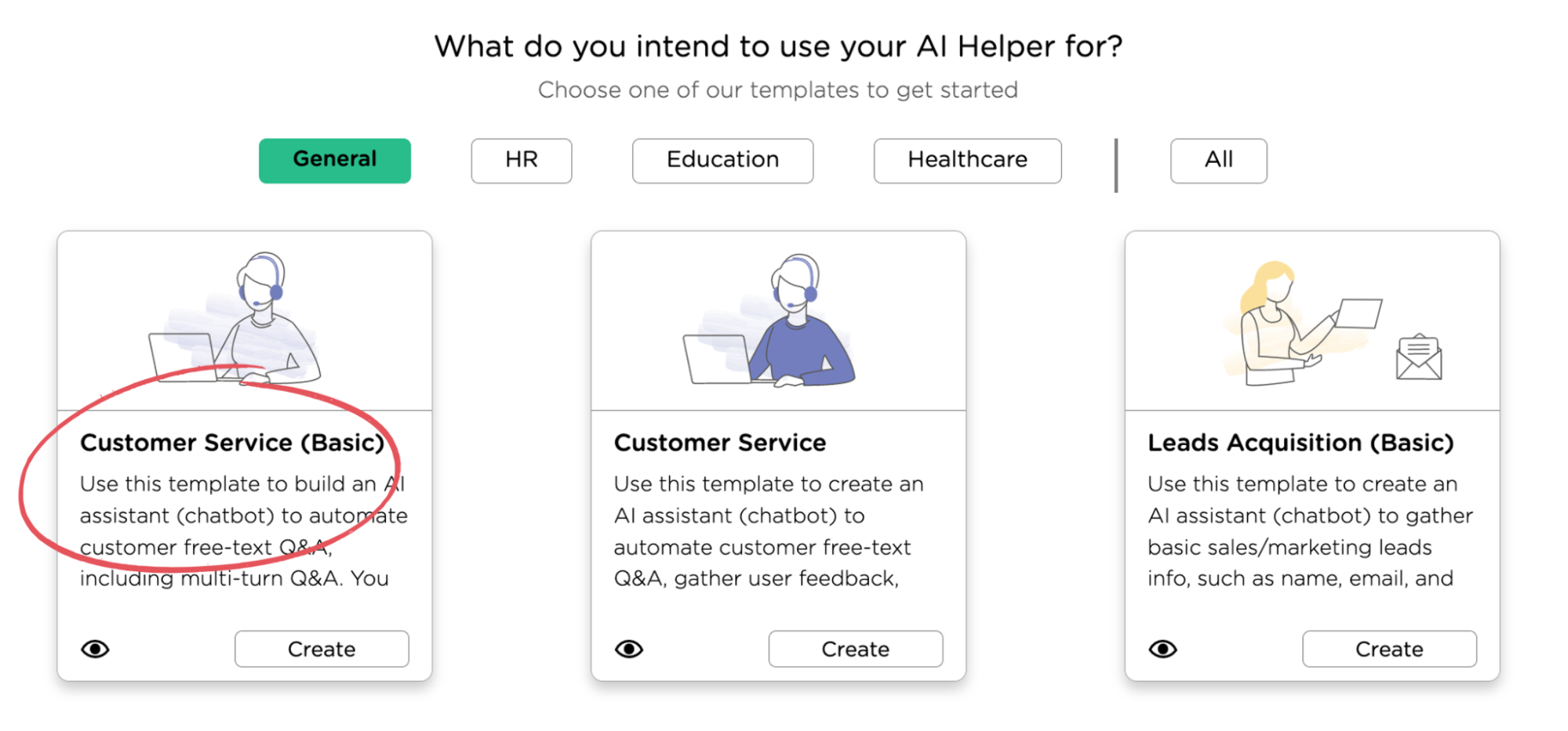 Use basic customer service chatbot template on the Juji Platform