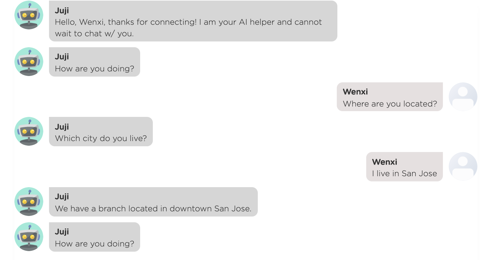 The chatbot first checks the user's location, then provides the nearest branch's location