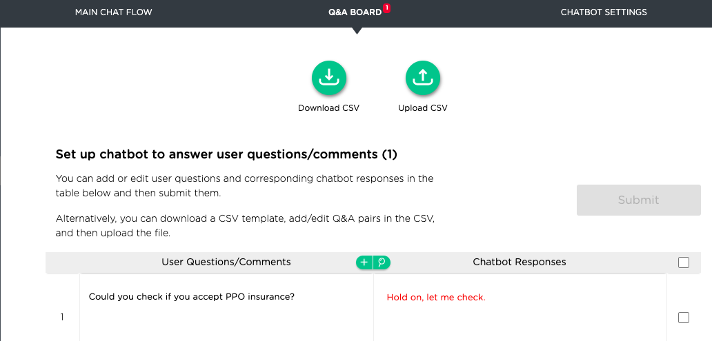 A screenshot shows the Juji Q&A dashboard with one unanswered user question