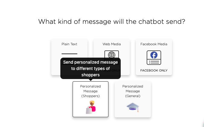 Choose a custom message card directed to different shopper personas