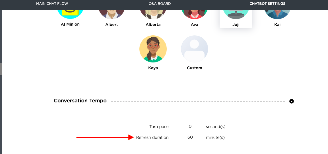 set up a chatbot refresh rate