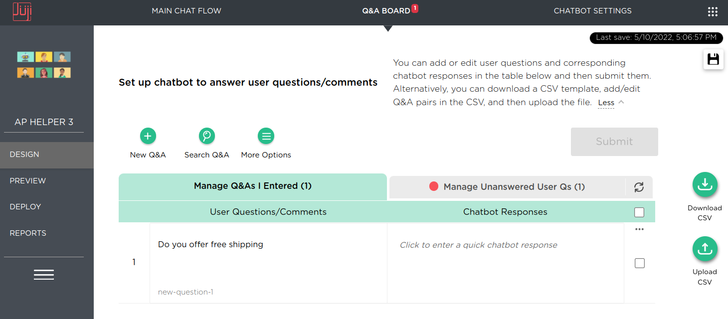 Q&A dashboard