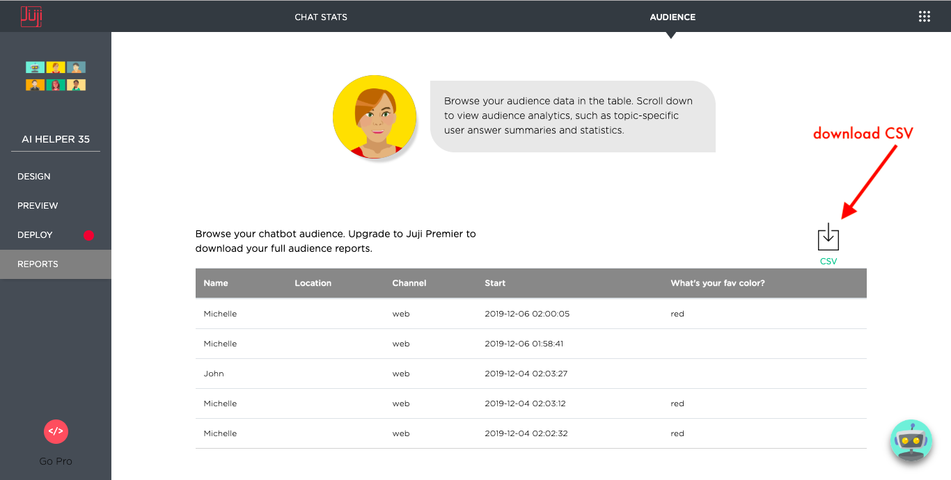 download CSV