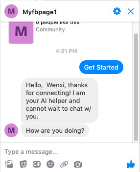 facebook messager AI chat example