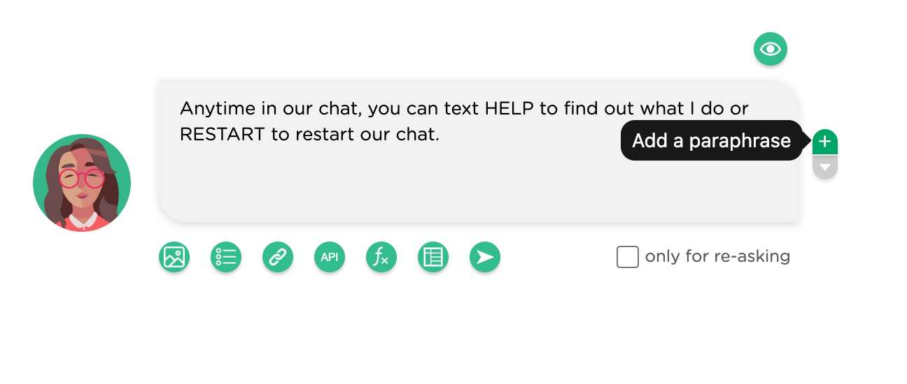 add paraphrases of a chatbot message