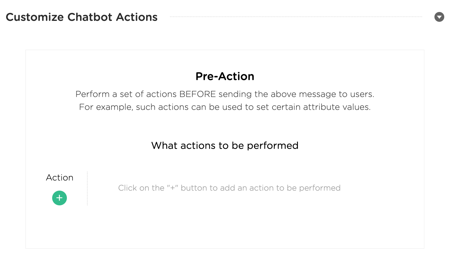 customize chatbot actions prior to sending a message