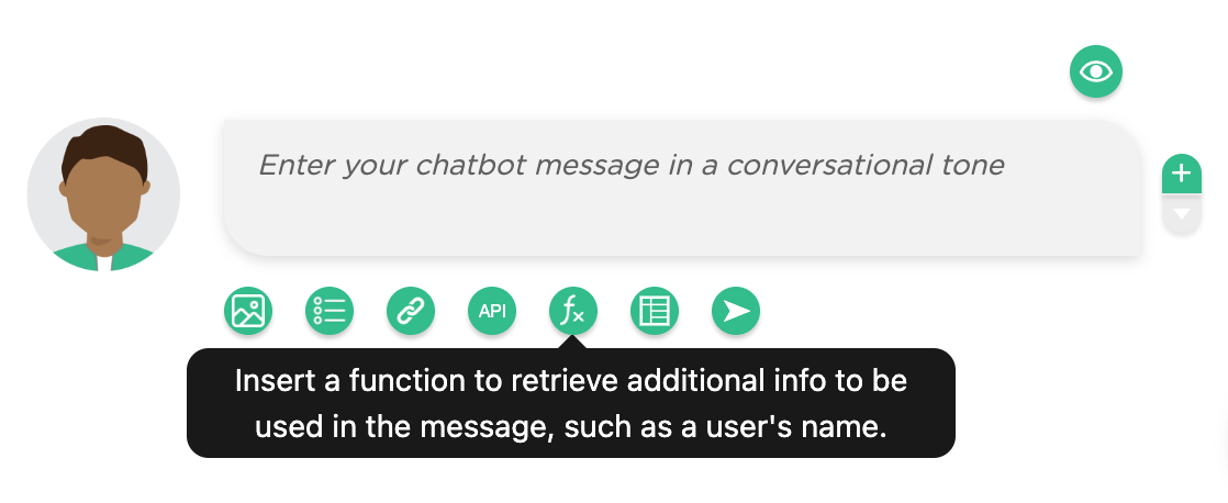 insert a function in a chatbot message