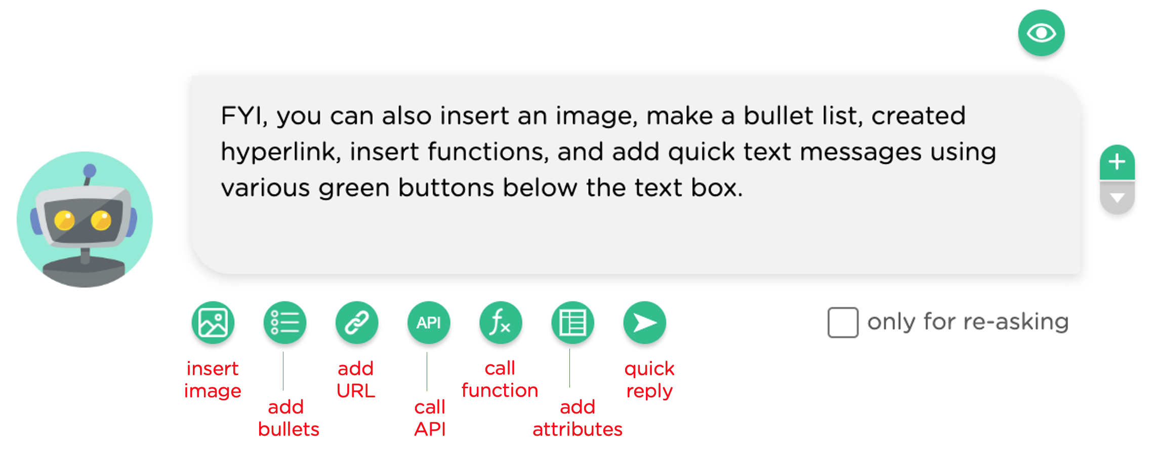 chatbot message editing options